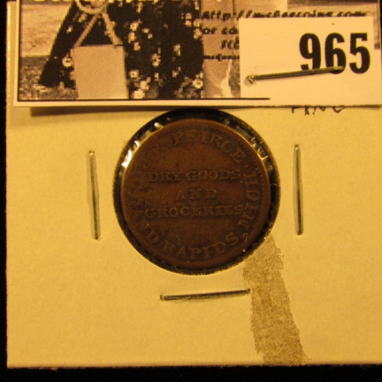 965 . Civil War Store card Token, JV Peirce Dry Foods, Fuld # 370H-7a (1863) Fine.
