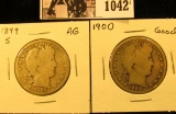 1042 . 1899 S AG with digs & 1900 P Good U.S. Barber Half Dollars.
