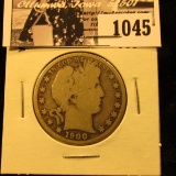 1045 . 1900 S U.S. Barber Half Dollar, Good.