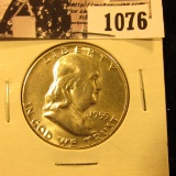 1076 . 1955 P Franklin Half Dollar, Brilliant Uncirculated.