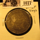 1077 . 1900 Lafayette Silver Commemorative Dollar, VF-EF but with rim dings, bends, dents, and etc.