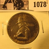 1078 . 1920 Pilgrim Commemorative Silver Half-Dollar, nicely toned AU58.