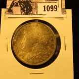 1099 . 1896 P U.S. Morgan Silver Dollar, AU. Nice natural toning.