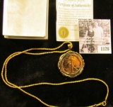 1126 . Gold Enhanced Walking Liberty Half Dollar Made Into A Pendant With Chain