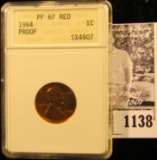 1138 . 1964 P Memorial Proof Penny Graded Proof 67 Red By ANACS