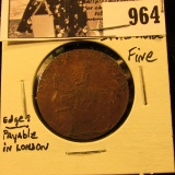 964 . 1795 Petersfield, Rule Britannia Half Penny Condor Token, Fine.