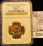 1205 . 2009-D Sacagawea Dollar Agriculture Graded Ms 67 By NGC