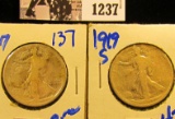 1237 . 1919-S And 1917 P Walking Liberty Half Dollars