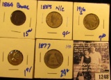 1248 . 1883 V Nickel With No Cents; 1864 Indian Head Penny; 1916-S Semi Key Date Buffalo Nickel; Abr