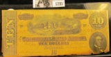 1285 . Ten Dollar Confederate States of America Civil War Note From Richmond, Virginia Dated Feb. 17