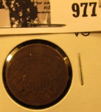977 . 1865 Civil War Two-Cent Piece, VG.