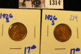 1314 . (2) Keydate1926-S Lincoln Wheat Cents.