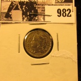982 . 1865 U.S. Civil War Three-Cent Nickel, EF.