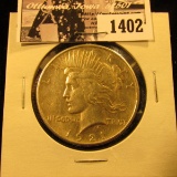 1402 . 1921 P U.S. Peace Silver Dollar, VF.