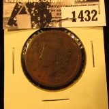 1432 . 1838 U.S. Large Cent, Very Good.