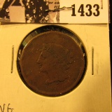 1433 . 1839 U.S. Large Cent, Petite head, Rim bruises, Very Good.