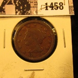 1458 . 1854 U.S. Large Cent, VG.