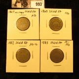 993 . 1867 No Rays About Good, 1869 AG, 1882 AG-G, & 1883 Fair to AG U.S. Shield Nickels