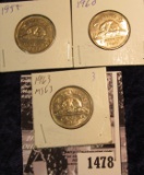 1478 . 1955 EF, 1960 Unc, & 1963 BU Canada Nickels.