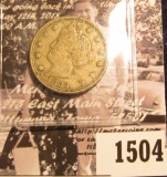 1504 . 1883 No Cents U.S. Liberty “V” Nickel. VF.