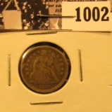 1002 . 1857 Liberty Seated Dime, VF.