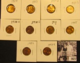 1627 . 1935P, 37P, D, S, 38D, S, 40P, 45P, 52P, 54S, & 55S Lincoln Cents all grading from Brown Unc