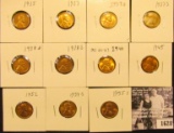 1628 . 1935P, 37P, D, S, 38D, S, 40P, 45P, 52P, 54S, & 55S Lincoln Cents all grading from Brown Unc