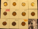 1630 . 1935P, 37P, D, S, 38P, S, 39P, D,.40P, D, & S  Lincoln Cents all grading from Brown Unc to Su