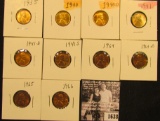 1638 . 1935P, 40P, D, 41P, D, S, 64P, D, 65P, & 66P  Lincoln Cents all grading from Brown Unc to Sup