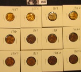 1657 . 1937P, 55S, 64P, D, 66P, 67P, 68P, D, S, 69P, D, & S Lincoln Cents all grading from Brown Unc