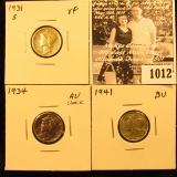 1012 . 1931 S VF, 1934 P AU, & 41 P BU Mercury Dimes.
