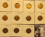1665 . 1945P, 46P, 47D, 49D, 50D, 51D, 52D, 53D, 55P, 56P, & D Lincoln Cents all grading from Brown