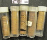 1672 . (43) Early Date Wheat Cents, loose and not carded; (73) 1928P Cents in a plastic tubes; & (91