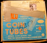 1675 . (64) Full & partially full tubes of Lincoln Cents in a 50-Roll Stock box. Includes such dates