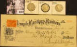 1702 . 1887, 1891, & 1892 Liberty Nickels AG-G: & July 15, 1899 Check with 2c magenta Documentary St