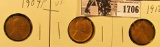 1706 . 1909 P G+, 09 P VDB VF, & 12 D Good Lincoln Cents.