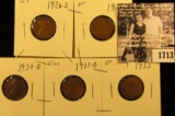 1713 . 1926 S G+, 28 S VF, 30 D EF, 31 D Fine, & 33 P EF Lincoln Cents.