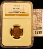 1789 . 1937 P  Lincoln Cent NGC slabbed MS67 RD.