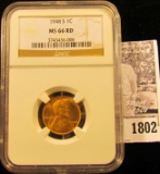 1792 . 1938 P Lincoln Cent NGC slabbed MS65 RD.
