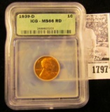1797 . 1939 D Lincoln Cent ICG slabbed MS66 RD