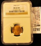 1798 . 1941 D Lincoln Cent NGC slabbed MS66 RD.