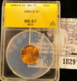 1829 . 1991 D Lincoln Cent ANACS slabbed MS67 Red
