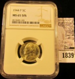 1839 . 1944 P U.S. Silver War Nickel NGC slabbed MS65 5FS
