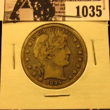 1035 . 1894 O U.S. Barber Half Dollar, VG10.