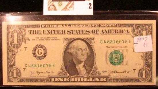 Series 1977 $1 Uncirculated Federal Reserve Note.