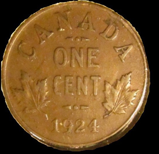 1924 Canada small Cent, Key date, Extra Fine.