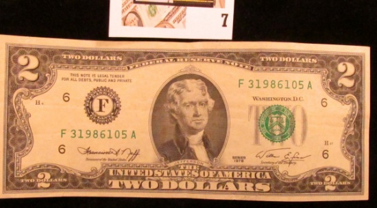 Series 1976 Uncirculated Two Dollar Federal Reserve Note.