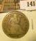 1861 P   U.S. Seated Liberty Half Dollar, VG.