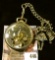 Vintage Girard-Perregaux & Co. Shell model skeleton pocket watch with Scottish bagpiper watch fob on