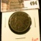 1845 Large Cent, VG, value $25